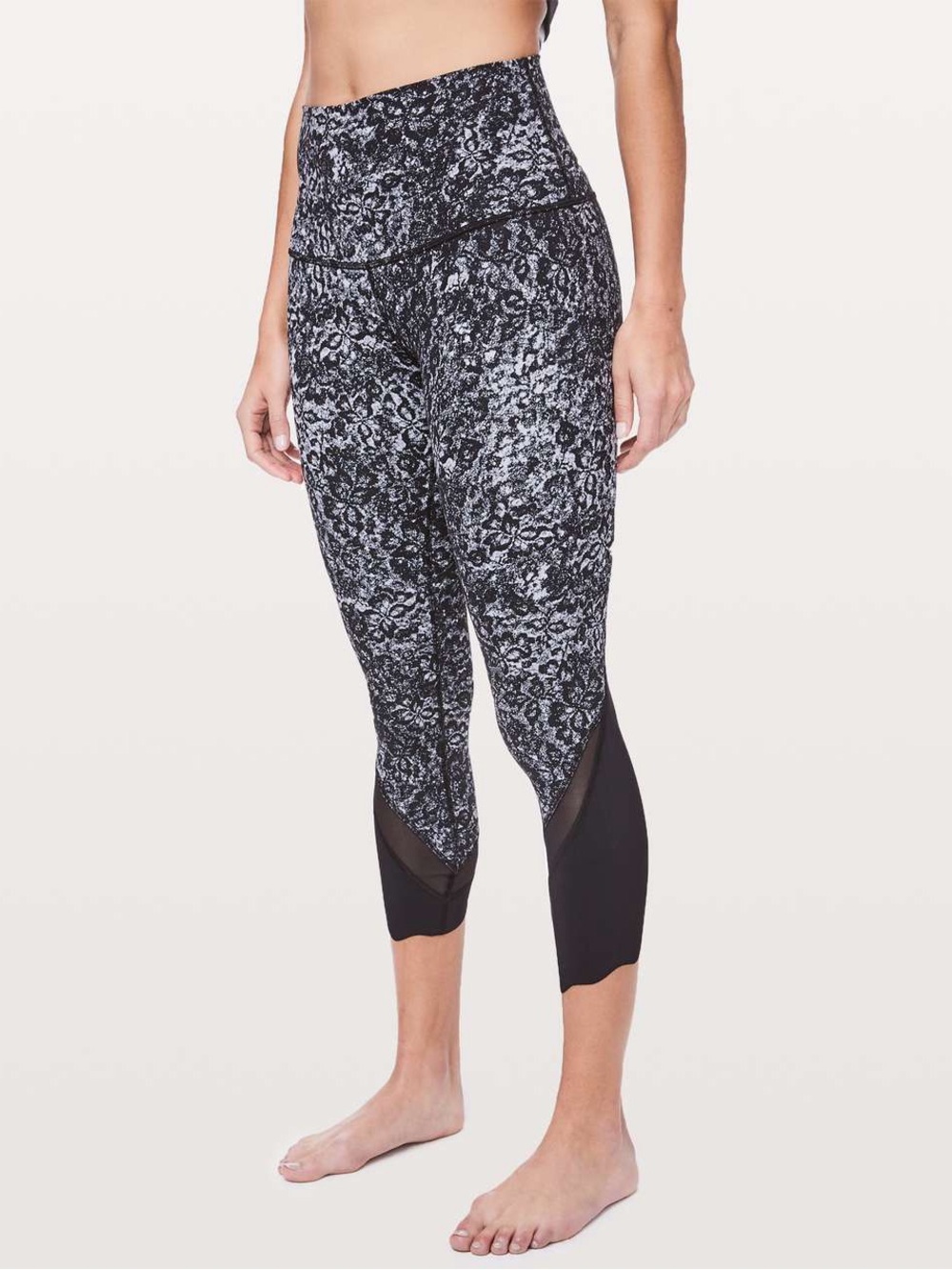 Lululemon Wunder Under Crop II 24" Black & White Leggings Size 6